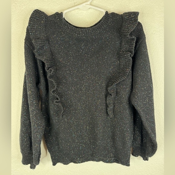 Art Class Metallic Sparkly Ruffle Long Sleeve Sweater - Picture 4 of 6